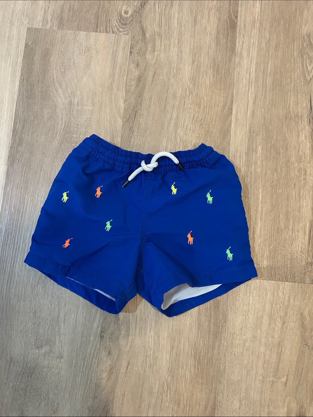 Ralph Lauren Royal Blue Swim Shorts with Multicolor Pony Embroidery